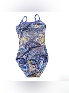 Destira Girls' Purple Swirl One-Piece Bodysuit Leotard Gymnastics